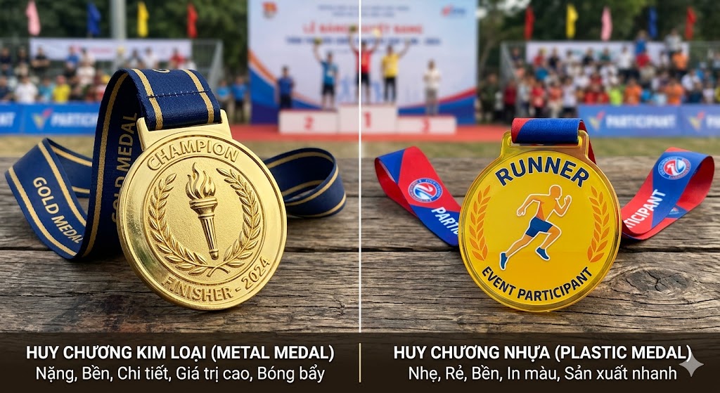 SO SÁNH HUY CHƯƠNG KIM LOẠI VÀ HUY CHƯƠNG NHỰA